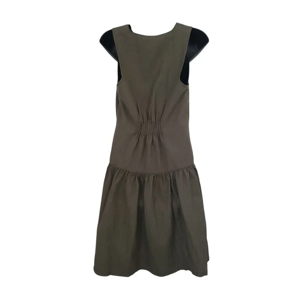 Fee People Sleeveless Army Green Wool Blend Vest Dress Women's Size 6 - Picture 2 of 7